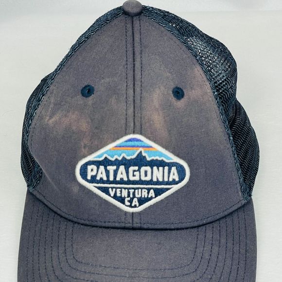 Patagonia Ventura CA Blue Snapback Baseball Trucker Hat Cap OSFM DISTRESSED Read - Picture 2 of 5
